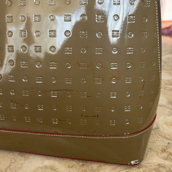 Arcadia Classic Large Alma Style Satchel Patent Leather Monogram Red Accents Bag - Picture 12 of 16